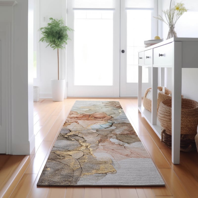 Premium Washable Super Soft Contemporary Watercolor Mayfield Rug - Beige - 2' 3" x 7' 6" - Runner