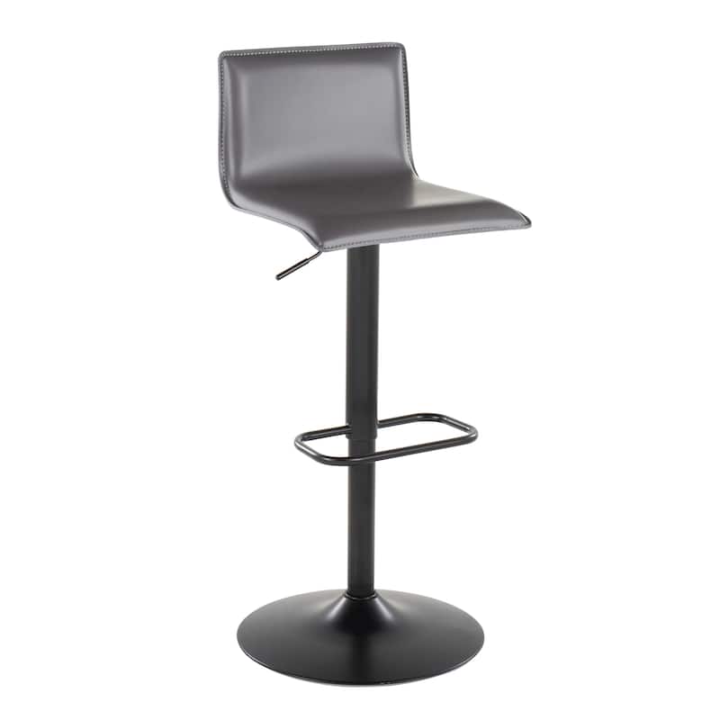 Porch & Den Mara Upholstered Adjustable Bar Stool with Rounded Rectangle Footrest (Set of 2)