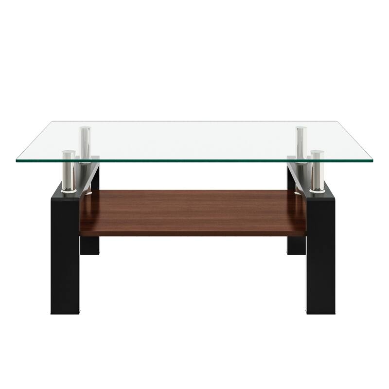 Rectangle Tempered Glass Tabletop Coffee Table