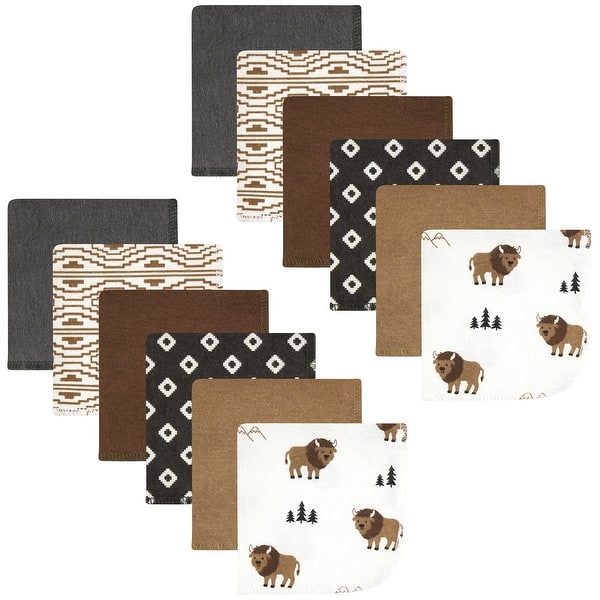 slide 1 of 1, Hudson Baby Flannel Cotton Washcloths, Wild Buffalo 12 Pack, One Size - Wild Buffalo 12 Pack - One Size One Size - Wild Buffalo 12 Pack