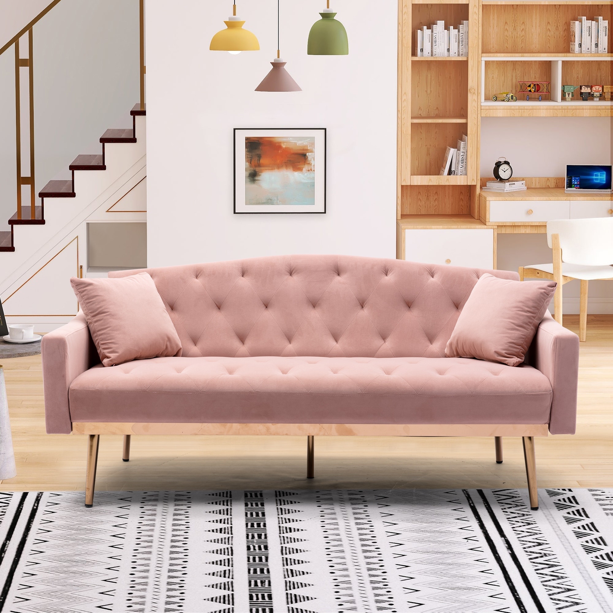 Pink sales tufted loveseat