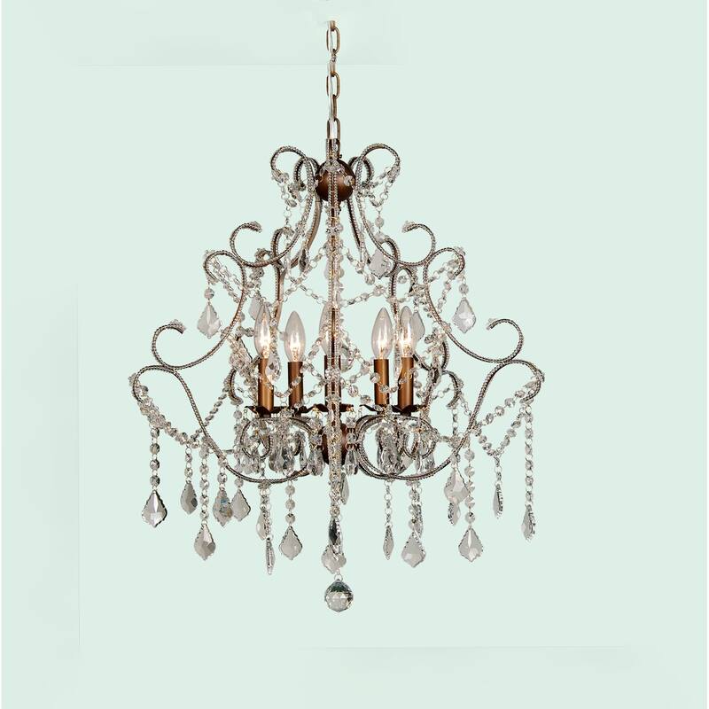 5-Light Gold Chandelier With Clear Crystals