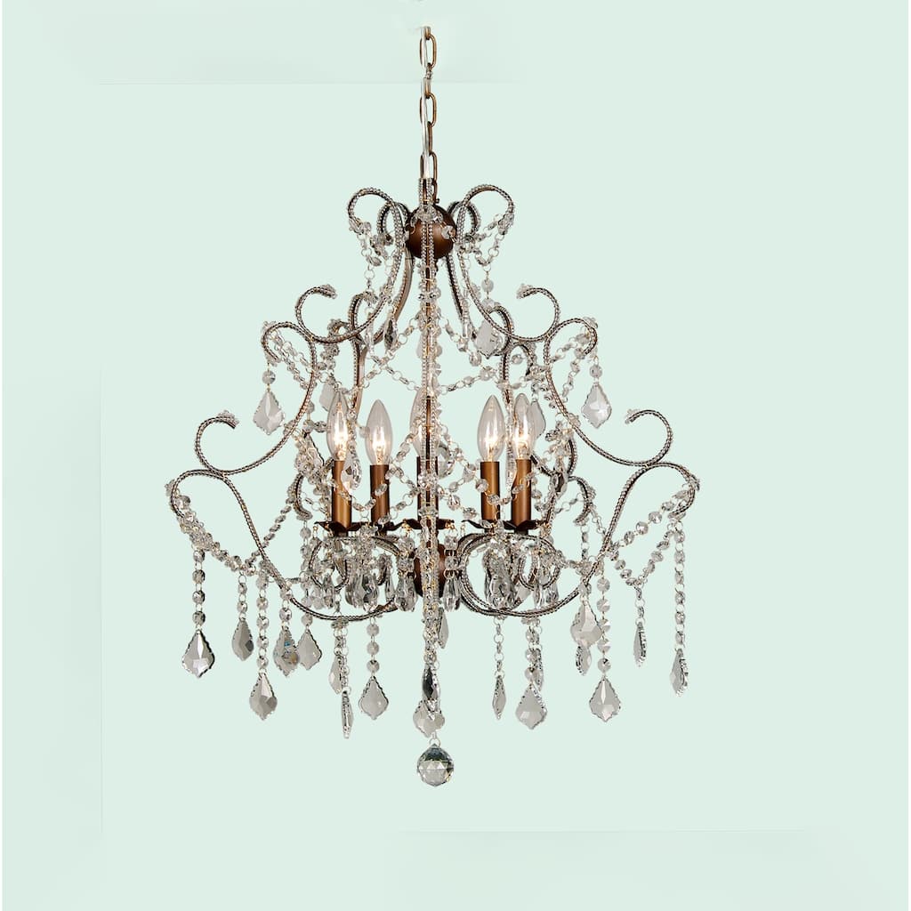 5-Light Gold Chandelier With Clear Crystals