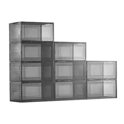 Stackable Shoe Storage Boxes Size 13 with Magnetic Door