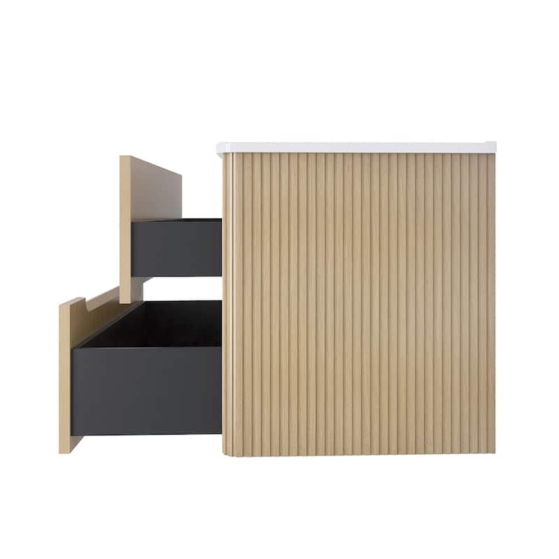 Emma 30 inch Wall-Mounted Bathroom Vanity Set with Integrated Ceramic Sink - 30"x18"x20"
