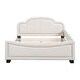 preview thumbnail 4 of 7, Full Curve Footboard Upholstered Bed Frame Embedded Copper Nail Low Profile Bed Velvet Platform Frame Slat Structure - Beige