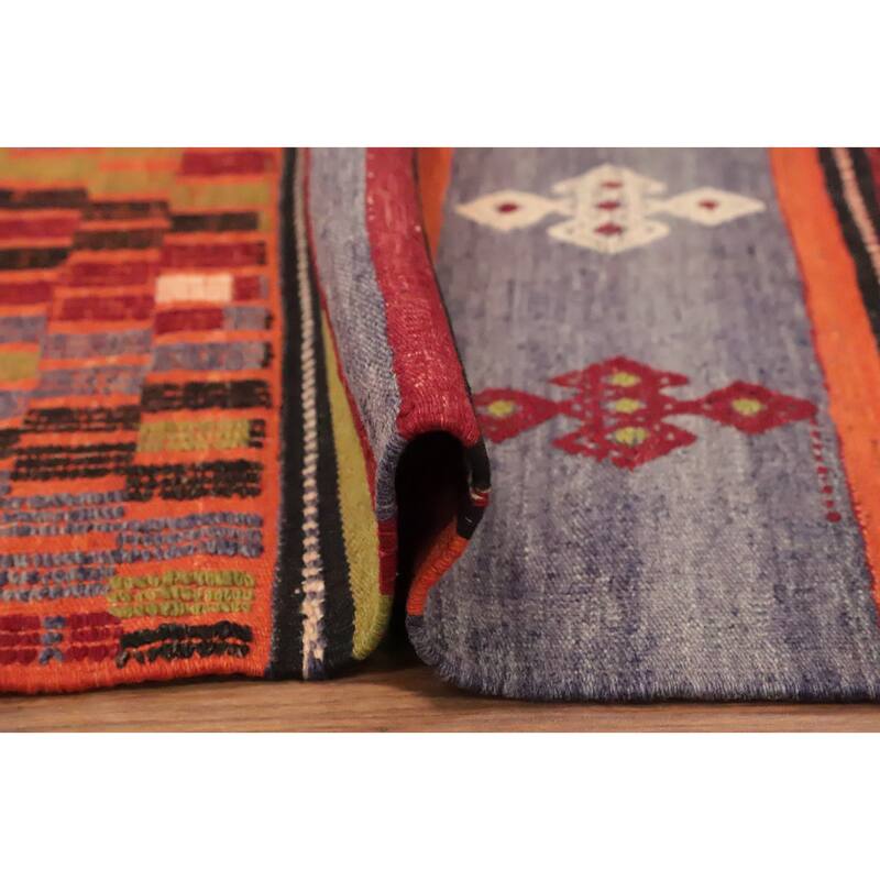 Hand Woven Oriental 100% Wool Carpet Southwestern Tribal Multi-Colored Kilim Area Rug - 8' 11'' X 5' 5''