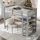 preview thumbnail 1 of 14, Industrial Modern Twin Size Loft Bed with Storage Shelves and Under-bed Desk, Sturdy Construction & Safety Guaranteed, Grey Grey