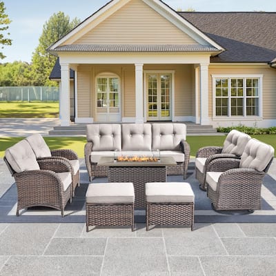 8-Piece Outdoor Sofa Chair with 41" Fire Table