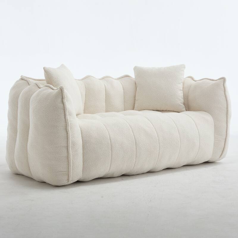 Soft Beanbag Chair With High Resilience Foam Core For Two People.The Comfortable Square Recliner Sofa Is Ideal