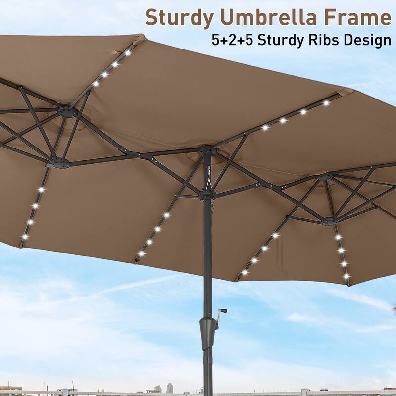 Autlaycil 15 ft Patio Umbrella with Base & 48 LED lights for Outdoor Umbrella