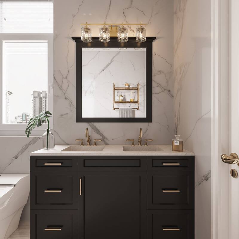 Frenia 4-light Modern Dimmable Bathroom Vanity Light with Art Glass