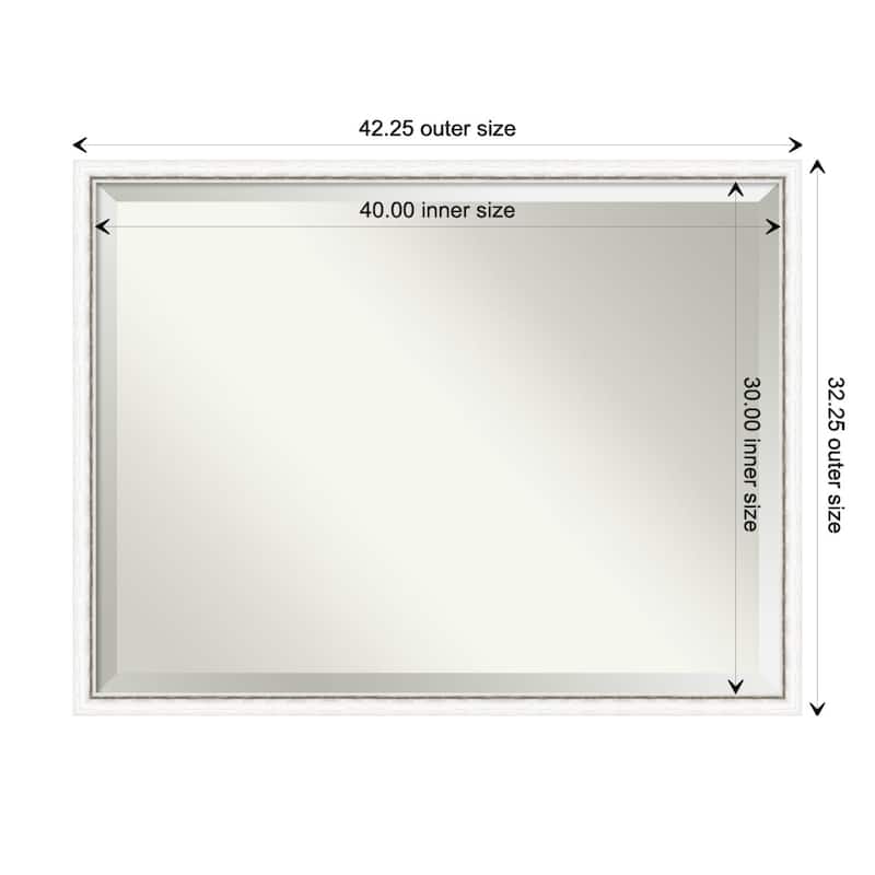 Morgan Beveled Wood Framed Bathroom Vanity Wall Mirror - Morgan White Silver - Glass Size 40x30