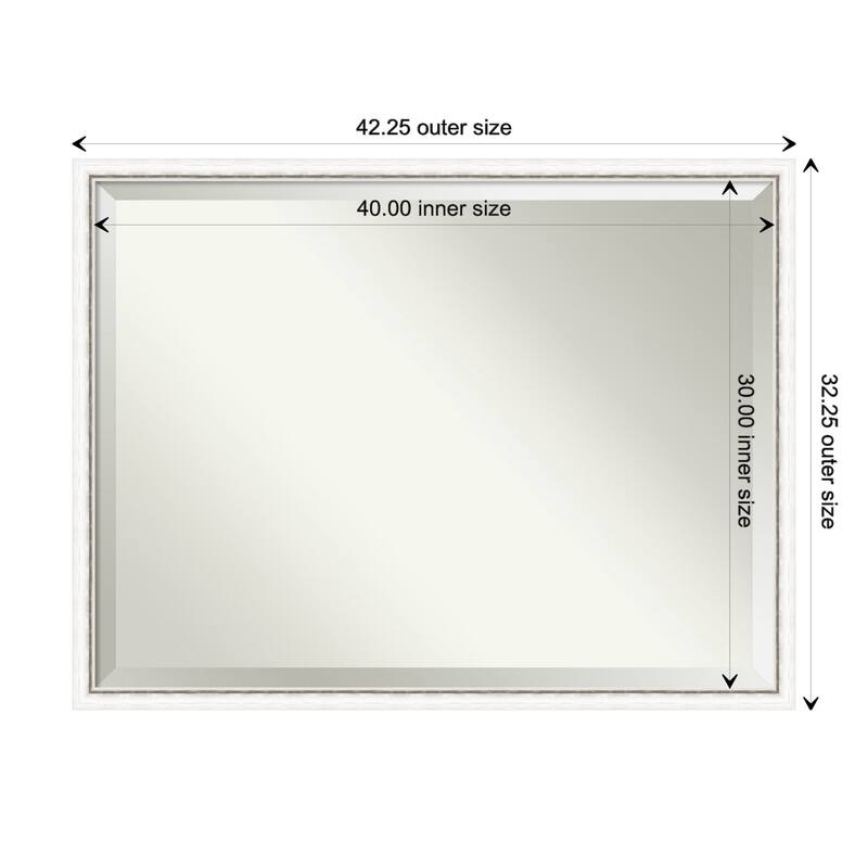 Morgan Beveled Wood Framed Wall Mirror - Morgan White Silver - Glass Size 40x30