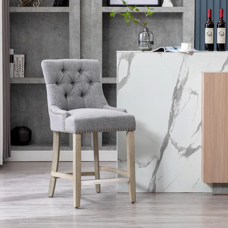 Carter 24" Upholstered Button Tufted Counter Bar Stool