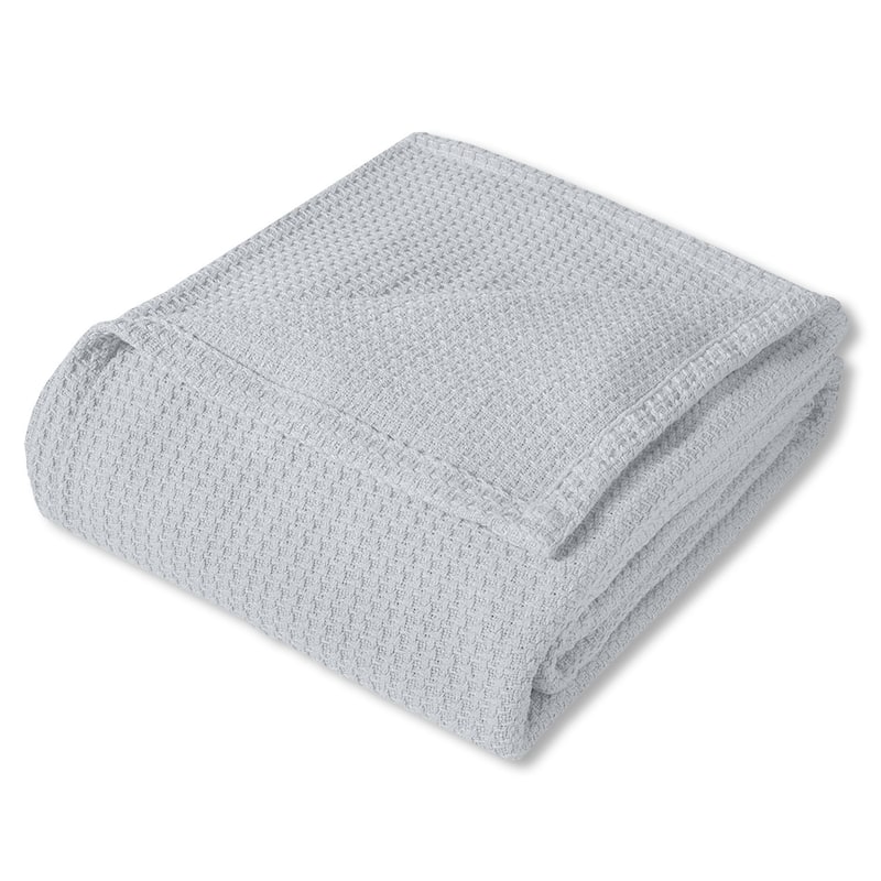 Sweet Home Collection Cotton Basket Weave Textured Blanket - Full - Queen - Silver