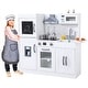 preview thumbnail 11 of 17, Wooden Play Kitchen for Kids with Cookware Playset,Lights & Sounds,20 Accessories and Ice Maker,Microwave,Oven,Range Hood,Sink White