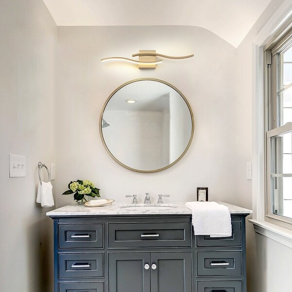 Curve Linear LED Dimmable 23.6 in W Bathroom Vanity Light Cool Warm Light Wall Sconce