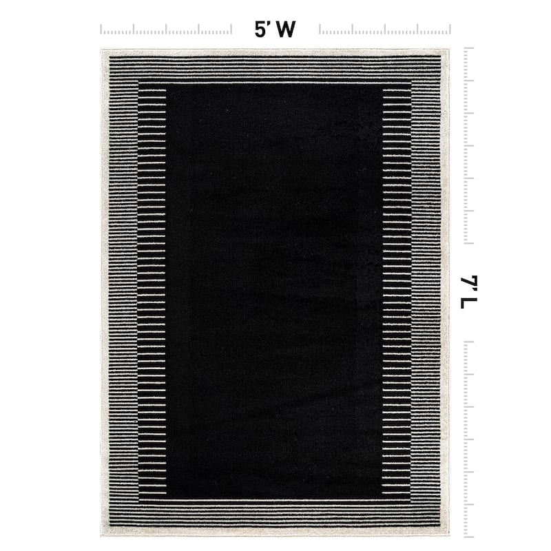 World Rug Gallery Modern Abstract Bordered Area Rug for Living Room, Bedroom, or Entryway - Low Pile Indoor Rug