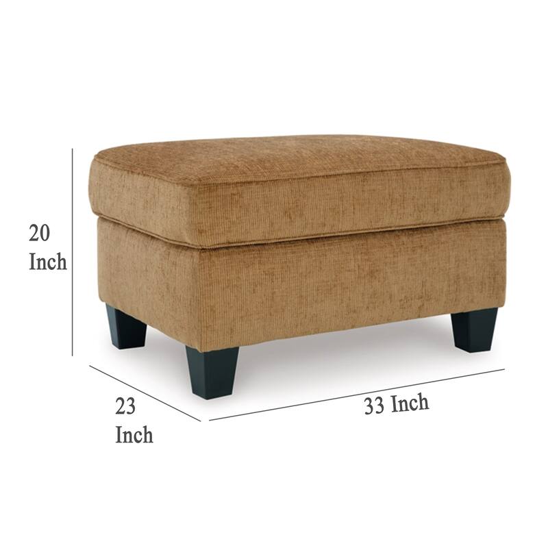 Erin Ottoman with Corner Block Frame, 33 Inch Light Brown Polyester