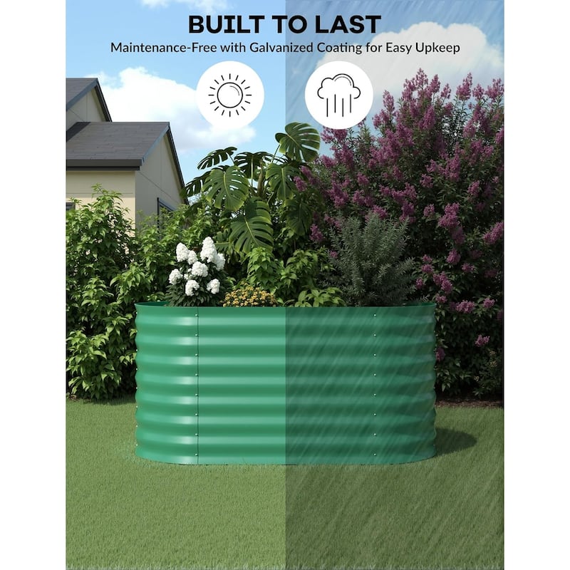 2-Pack Galvanized Steel Raised Garden Beds,Outdoor Deep Planter Box Kit with Tool