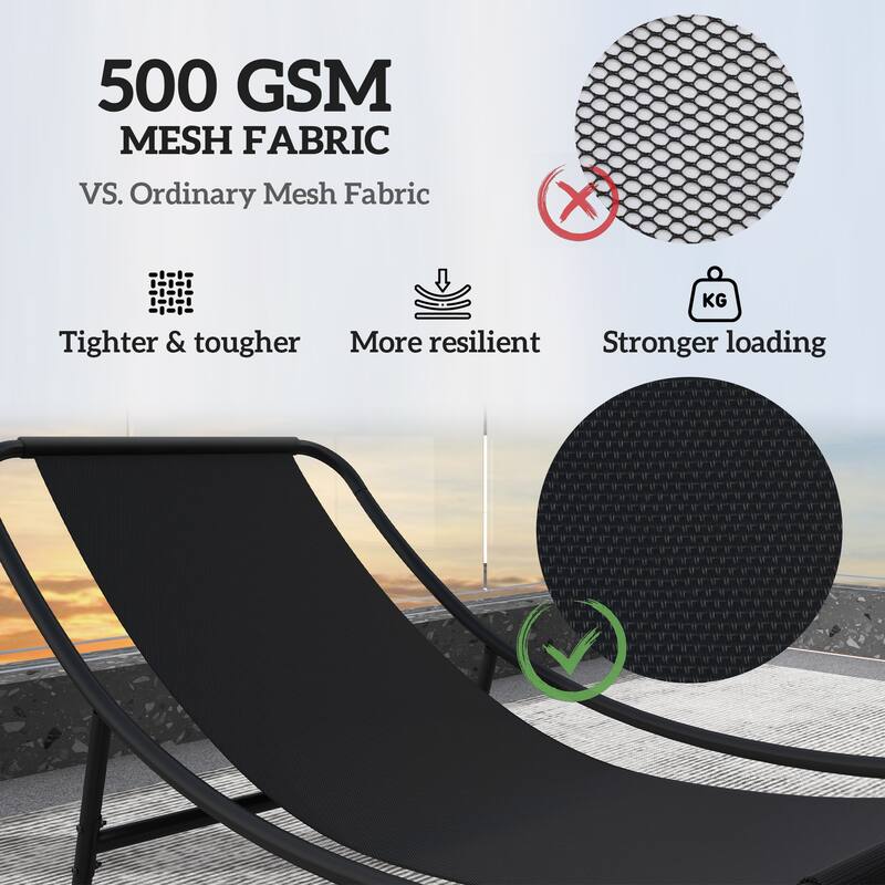 2-Piece Outdoor Rocking Chair Set with Cushioned Breathable Mesh Seats Steel Frame Non-Slip Base - 25.2" W x 39.8" D x 28" H