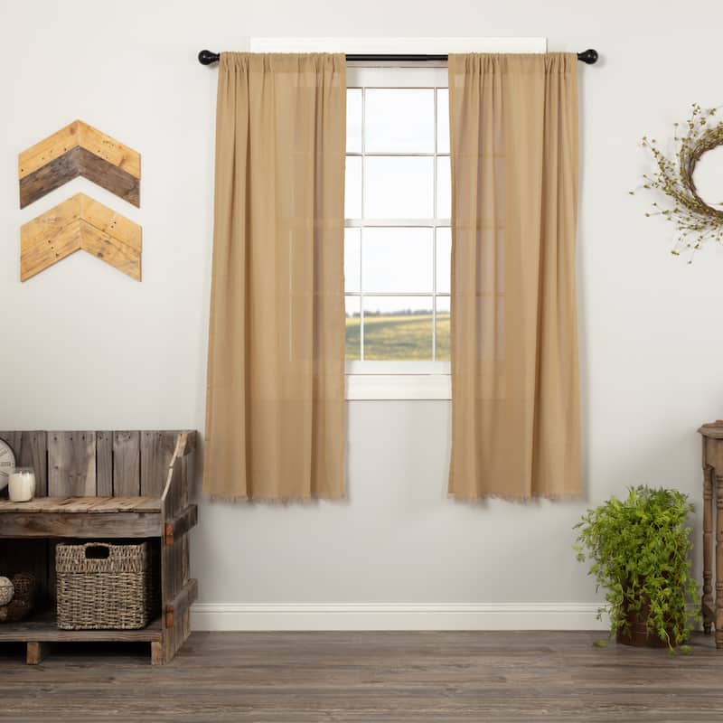 Tobacco Cloth Fringed Short Panel - Short Panel 63x36 - Short Panel 63x36 - Khaki