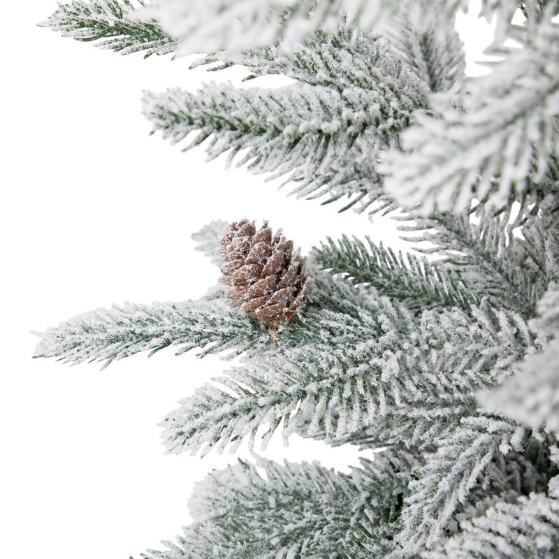 Flocked Potted Snowy Christmas Tree with Pinecones - 24.75" - Unlit - 2 Foot