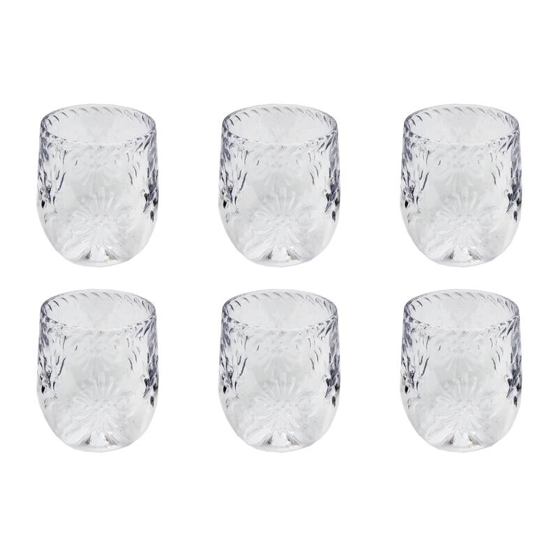 Abode Homewares Talavera Acrylic Stemless Wine Glass - 13.3 oz - Set of 6 - Clear
