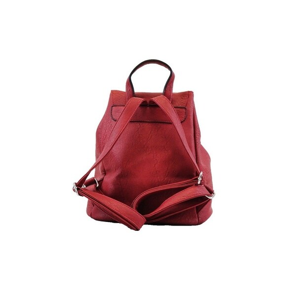 red faux leather backpack