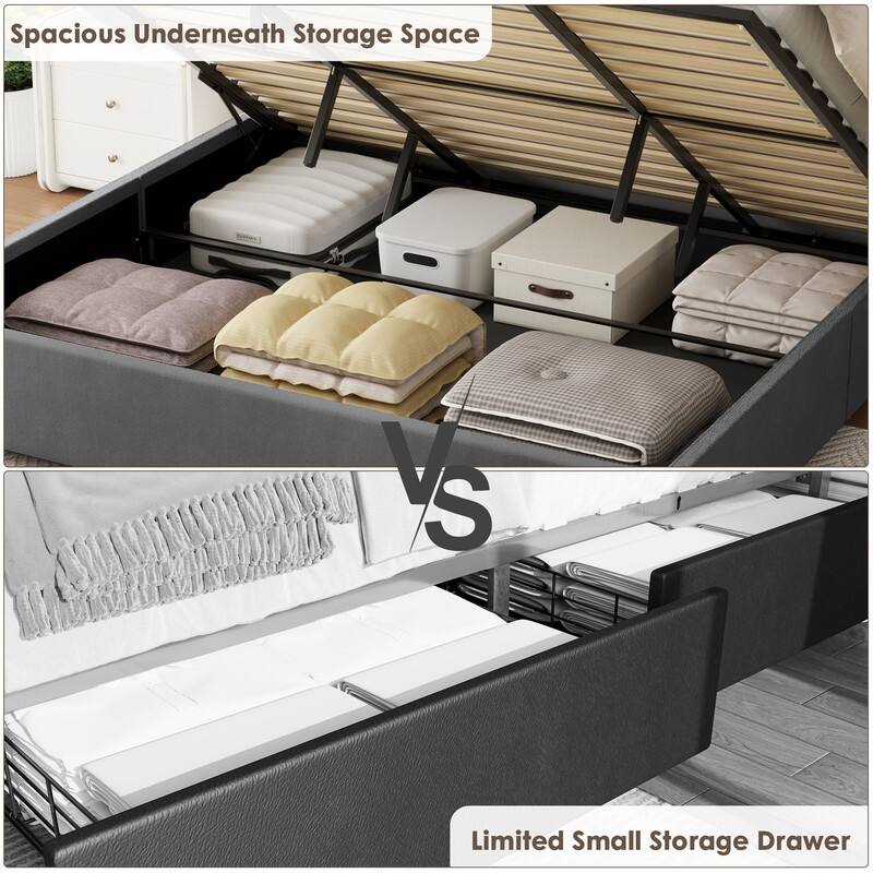 Modern Queen Size Velvet Upholstered Platform Bed for Bedroom