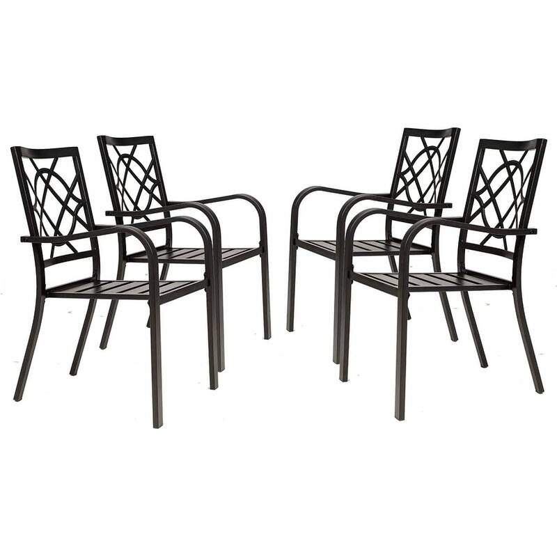 Outdoor Patio Metal Stackable Dining Chairs with Armrest Set of 4/6