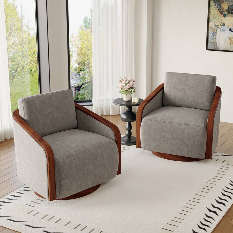 Modern Upholstered Swivel Accent Chair Set of 2