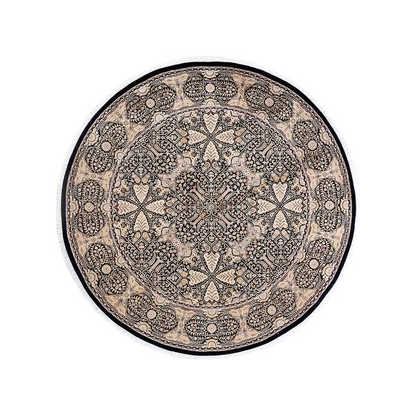 slide 1 of 8, Overton One-of-a-Kind Hand-Knotted Traditional Oriental Mogul Black Area Rug - 8' 2" x 8' 2"