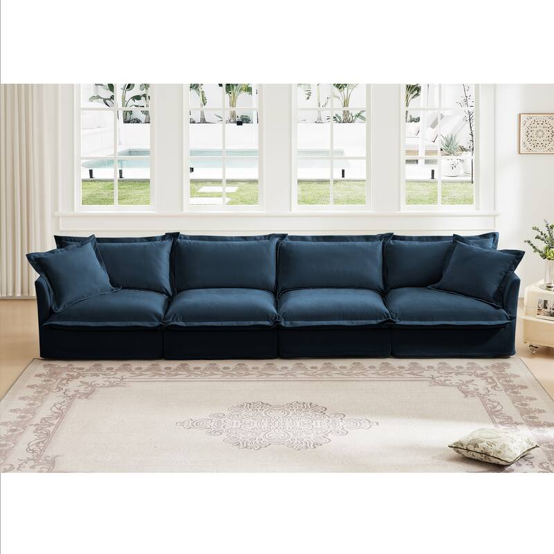4-Seater Chenille Sofa with Removable Cover for Living Room