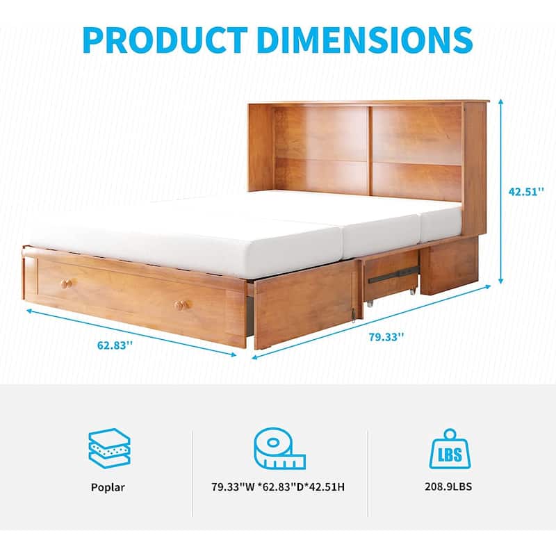 Mixoy Murphy Bed with Charging Station,Built-in Mattress