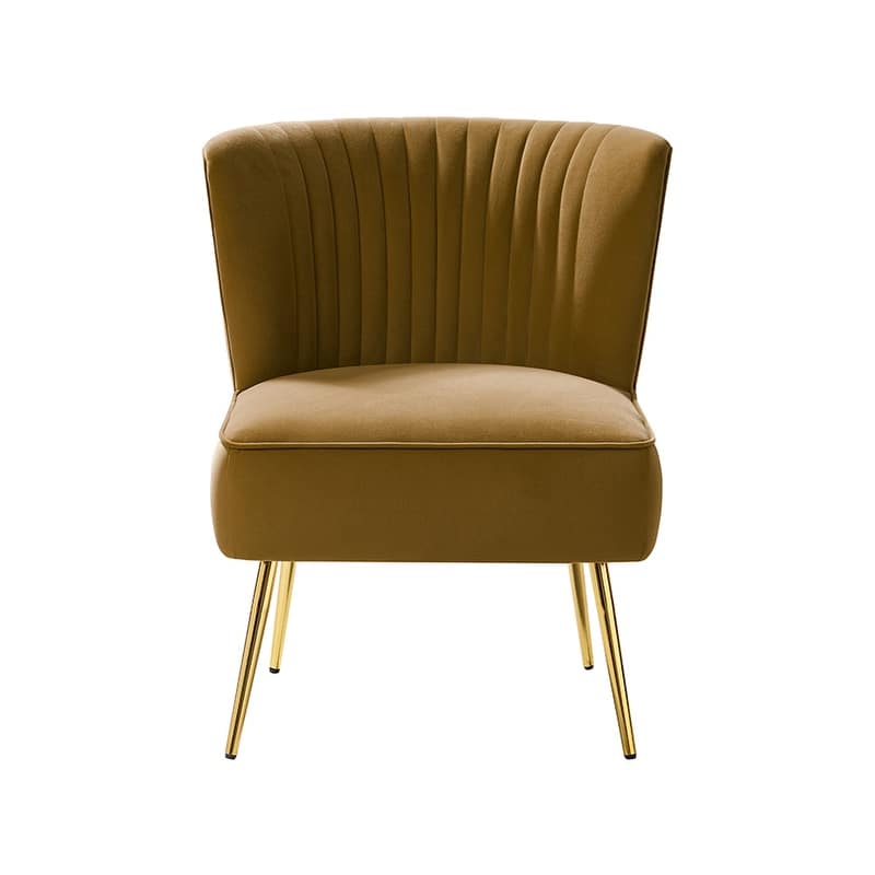 Monica 22''W Upholstered Modern Tufted Accent Side Chair with Gold Legs by HULALA HOME