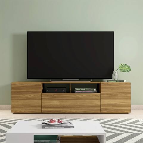 Walnut Brown 71 Inch Handcrafted Wood TV Media Entertainment Console