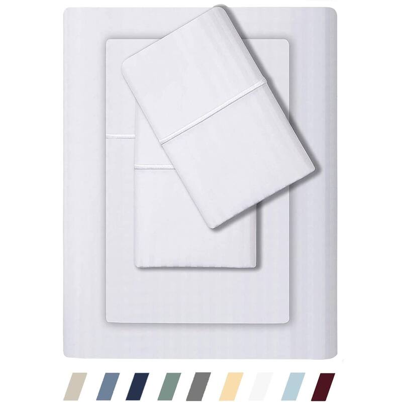 Feather & Stitch 500 Thread-Count Sheets Set - Full - Stripe White