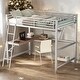 preview thumbnail 2 of 10, Industrial Modern Full Size Loft Metal & MDF Bed with Built-in Desk and Shelf, Sturdy Construction & Safety Guaranteed, Silver