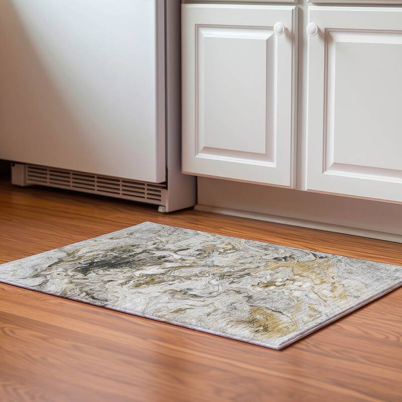 Premium Washable Super Soft Abstract Kyah Mayfield Rug - Taupe - 1' 8" x 2' 6" - Rectangle