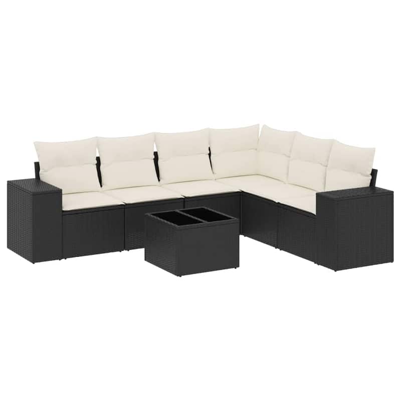 vidaXL Garden Sofa Set Black, Cream white - 24.4 x 32.7 x 27.2