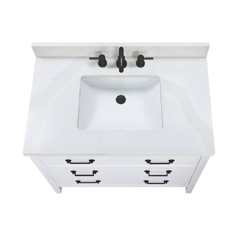 Avanity 37 in. Calacatta Quartz Top with Rectangular Undermount Sink