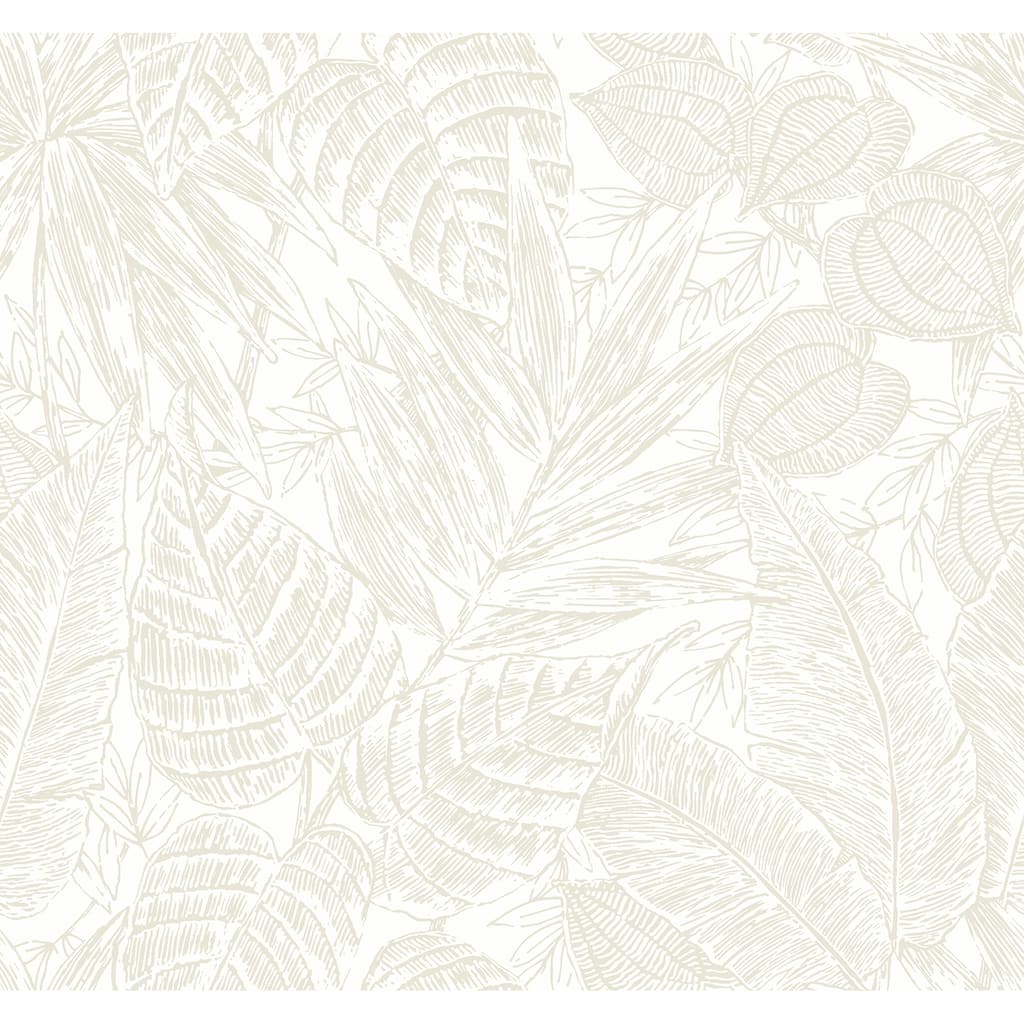A-Street Prints Brentwood Bone Palm Leaves Wallpaper