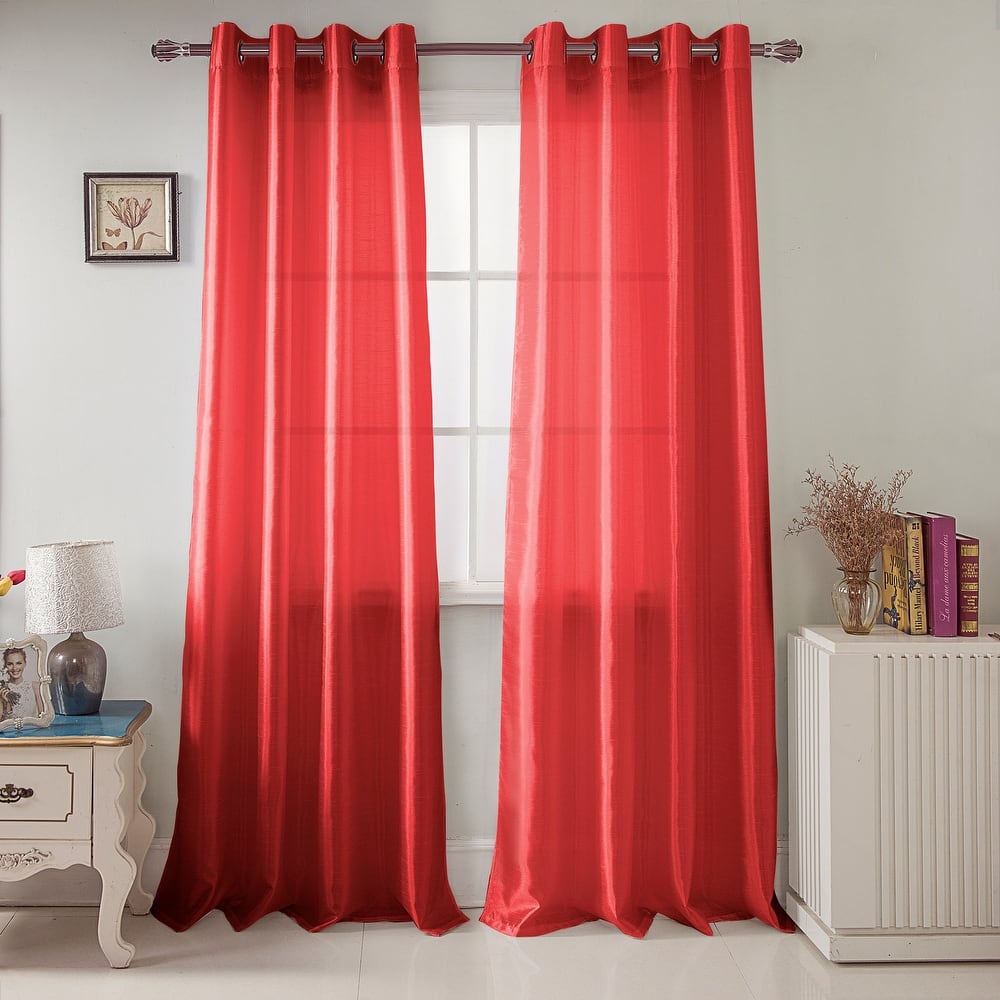 Nancy Faux Silk 63-inch Grommet Curtain Panel - 54 x 63 in. - 54 x 63 in.