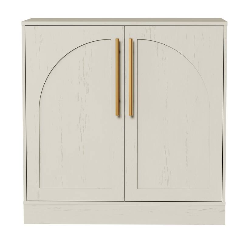 Arched Two-Door Cabinet Curio Display Cabinet with Gold Handles