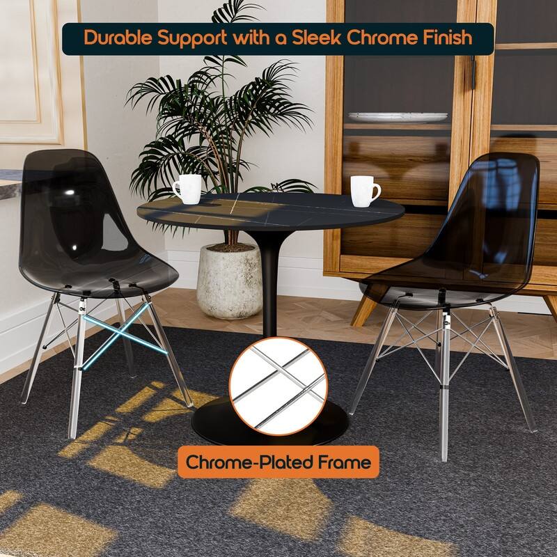 Dover Modern Acrylic Accent Side Chair with Eiffel-Style Legs for Dining Room, Kitchen, Office, or Indoor/Outdoor Seating