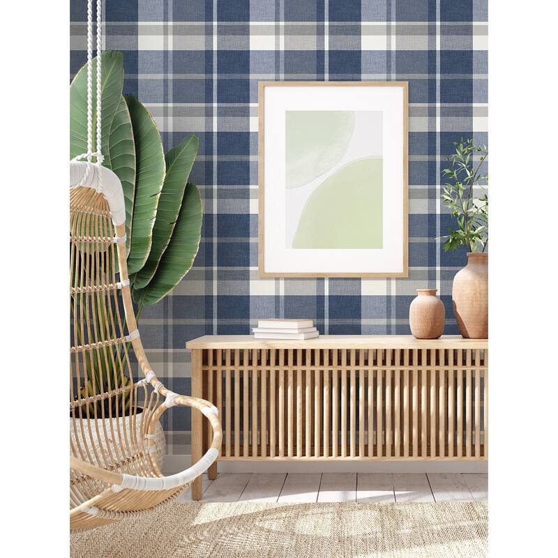 A-Street Prints Madaket Indigo Plaid Wallpaper