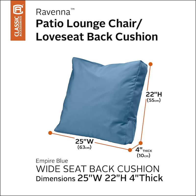 Ravenna Water-Resistant Patio Lounge Chair/Loveseat Back Cushion