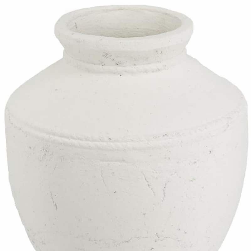 14" White Terracotta Round Jug Vase - 11.80